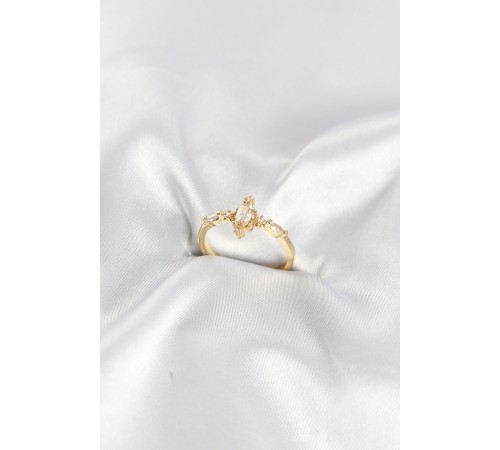 Gold Renk Vintage Model Zirkon Taşlı Yüzük