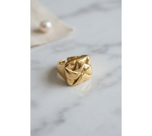 Geometrik Origami Tasarımlı Ayarlanabilir Gold Renk Yüzük