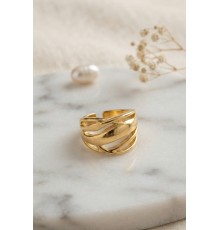 Örgü Formlu Geniş Tasarım Gold Renk Yüzük
