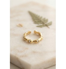 Gold Renk Kemik Model Zirkon Taşlı Kadın Yüzük