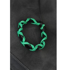 Yeşil İpli Siyah Renk Deri Erkek Bileklik