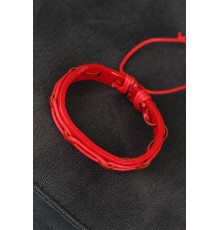 Kırmızı Renk Ayarlamalı İpli Deri Erkek Bileklik