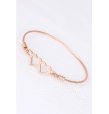 Rose Çelik Çift Kalp Figürlü Erkek Kelepçe Bileklik