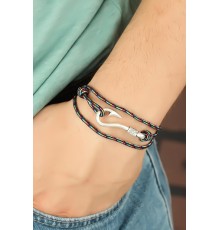 Çizgi Desenli Metal Kancalı Erkek Bileklik