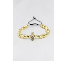 Gold Renk Çelik Zirkon Objeli Asansörlü Bileklik