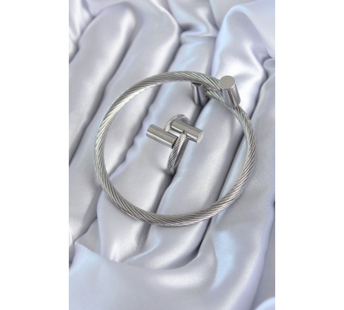 316L Çelik Gümüş Renk Sarmal Model Erkek Bileklik Yüzük Kombini