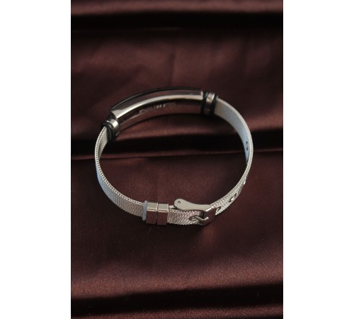 316L Çelik Siyah Desenli Oval Figür Ayarlanabilir Hasır Kordonlu Bileklik