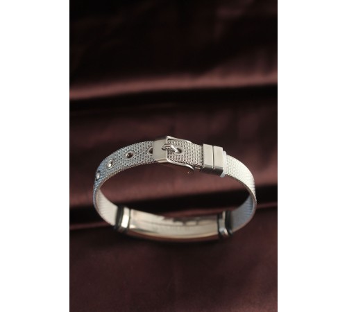 316L Çelik Siyah Desenli Ayarlanabilir Hasır Kordonlu Bileklik