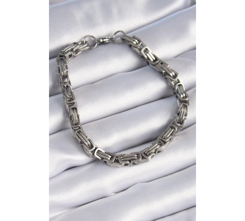 316L Çelik Gümüş Renk Kral Zincir Model Erkek Bileklik