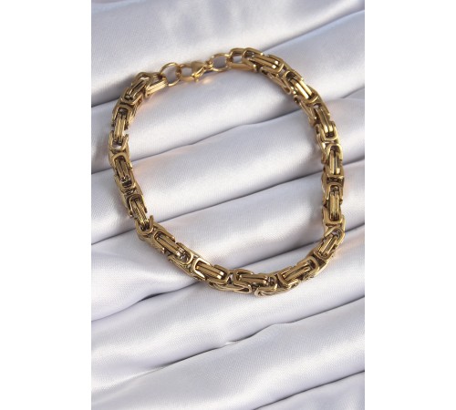 316L Çelik Gold Renk Kral Zincir Model Erkek Bileklik