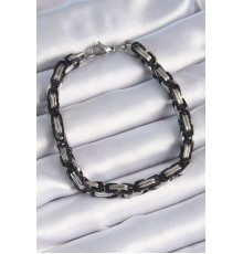 316L Çelik Siyah Gümüş Renk Kral Zincir Model Erkek Bileklik