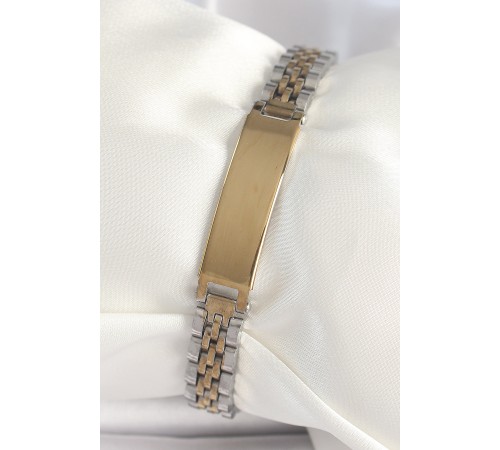 316L Çelik Gold Gümüş Renk Kalın Zincir Künye Model Erkek Bileklik