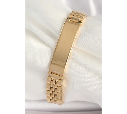 316L Çelik Gold Renk Zincir Künye Model Erkek Bileklik