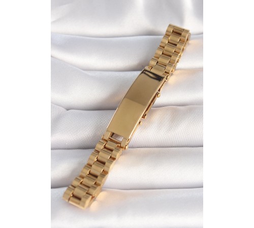 316L Çelik Gold Renk Zincir Künye Model Erkek Bileklik