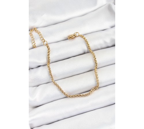 316L Çelik Gold Renk Örgü Burgu Zincir Erkek Bileklik