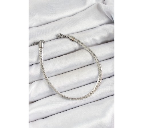 316L Çelik Gümüş Renk Ezme Zincir Erkek Bileklik