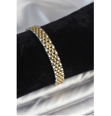 316L Çelik 9 mm Kalınlıkta Gold ve Gümüş Renkli Erkek Bileklik