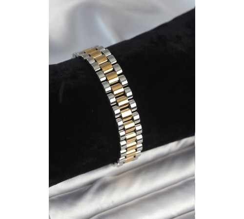 316L Çelik Gold ve Gümüş Renk 12 mm Kalınlık Erkek Bileklik