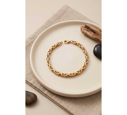 316L Çelik Gold Renk Kral Zincir Model Erkek Bileklik