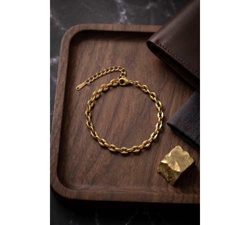 316L Çelik Gold Renk Rolo Zincir Model Erkek Bileklik