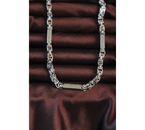 316L Çelik Gümüş Renk Parçalı Kral Zincir Kolye