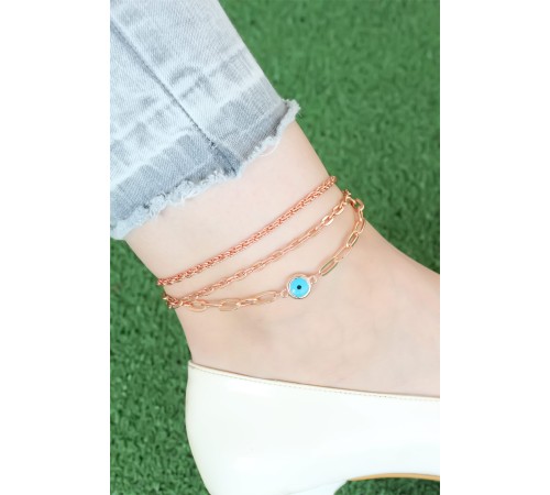 Rose Renk Zincirli Nazar Figürlü Hal Hal