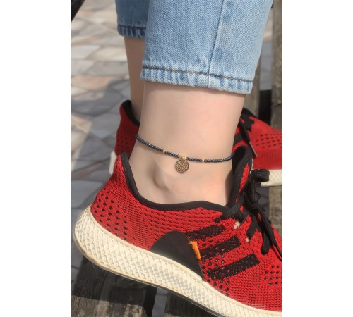 Metal Aksesuarlı Boncuklu Halhal