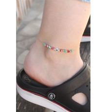 Yeni Sezon Minimal Nazar Boncuk Detaylı Renkli Taş Tasarımlı Halhal