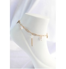 316L Çelik Gold Renk Kalp Detaylı Sallantılı Halhal