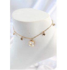 316L Çelik Gold Renk Sallantı Kare Zirkon Taş Figür Yıldız Detay Kadın Halhal