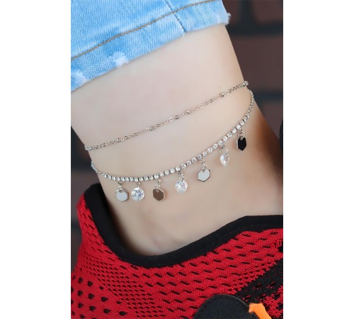 Zirkon Taşlı Silver Renk Kaplama Kalpli Hal Hal