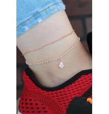 Zirkon Taşlı Rose Renk Çift Zincirli Hal Hal