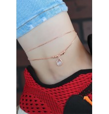 Kristal Taşlı Rose Renk Çift Zincirli Hal Hal