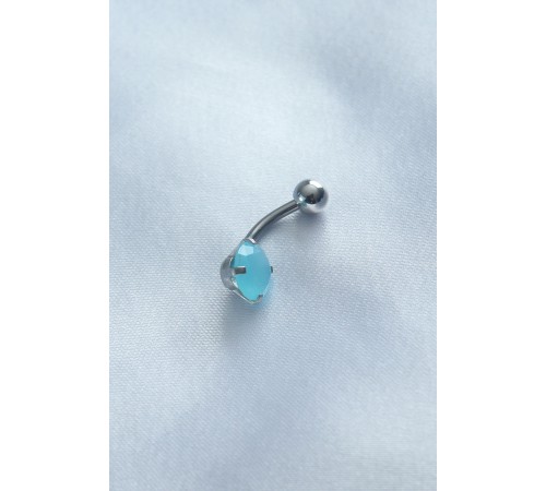 316L Cerrahi Çelik Mavi Taşlı Göbek Piercing