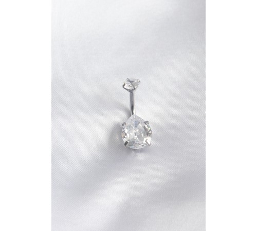 316L Cerrahi Çelik Zirkon Taşlı Damla Model Kadın Göbek Piercing