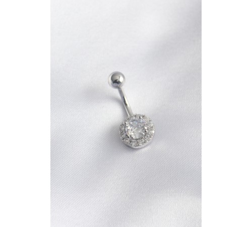 316L Cerrahi Çelik Zirkon Taşlı Kadın Göbek Piercing