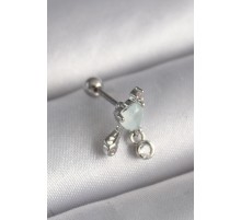 316L Çelik Gümüş Renk Beyaz Minelik Kalp Sallantı Zirkon Taş Detay Tragus Piercing