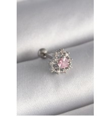 316L Çelik Gümüş Renk Zirkon Taşlı Kalp Tragus Piercing