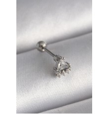 316L Çelik Gümüş Renk Üçgen Zirkon Taşlı Tragus Piercing