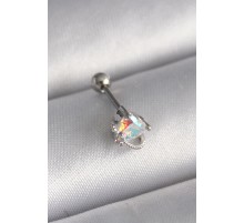 316L Çelik Gümüş Renk Zirkon Taşlı Kalp Tragus Piercing