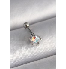 316L Çelik Gümüş Renk Zirkon Taşlı Kalp Tragus Piercing