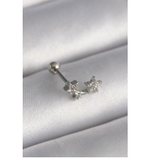 316L Çelik Gümüş Renk Zirkon Taşlı Yıldız Tragus Piercing