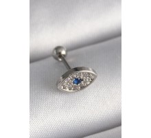 316L Çelik Gümüş Renk Zirkon Taşlı Göz Tragus Piercing