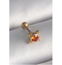 316L Çelik Gold Renk Turuncu Zirkon Taşlı Tragus Piercing