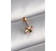 316L Çelik Gold Renk Zirkon Taşlı Çiçek Tragus Piercing
