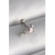 316L Çelik Gümüş Renk Zirkon Taş Detay Pembe Kalp İşleme Tragus Piercing