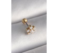 316L Çelik Gold Renk Zirkon Taşlı Çiçek Model Tragus Piercing