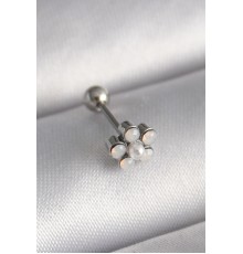 316L Çelik Gümüş Renk Zirkon Taşlı Çiçek Model Tragus Piercing