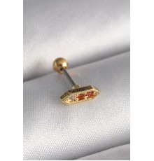 316L Çelik Gold Renk Turuncu Zirkon Taşlı Tragus Piercing