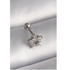 316L Çelik Gümüş Renk Zirkon Taşlı Yıldız Model Tragus Piercing